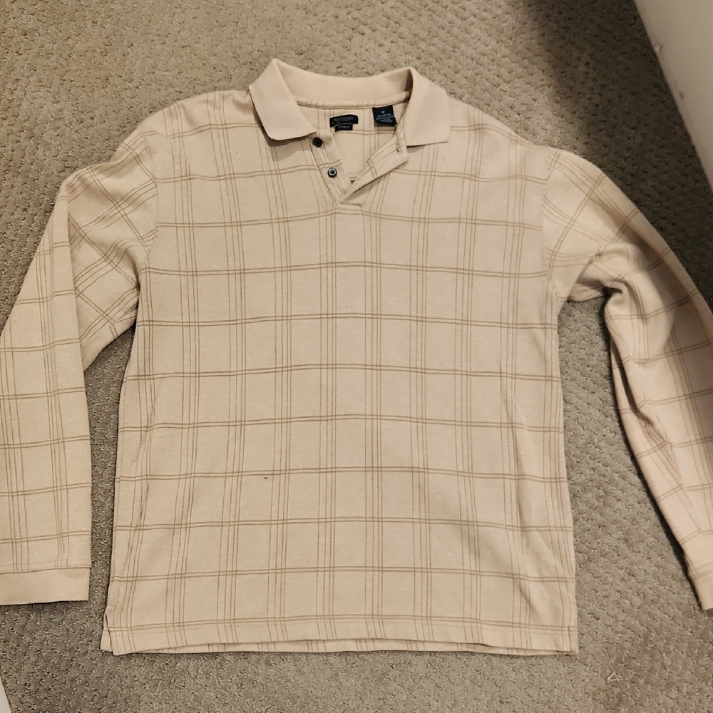 Vintage VAN HEUSEN Men's Beige Polo Shirt. M